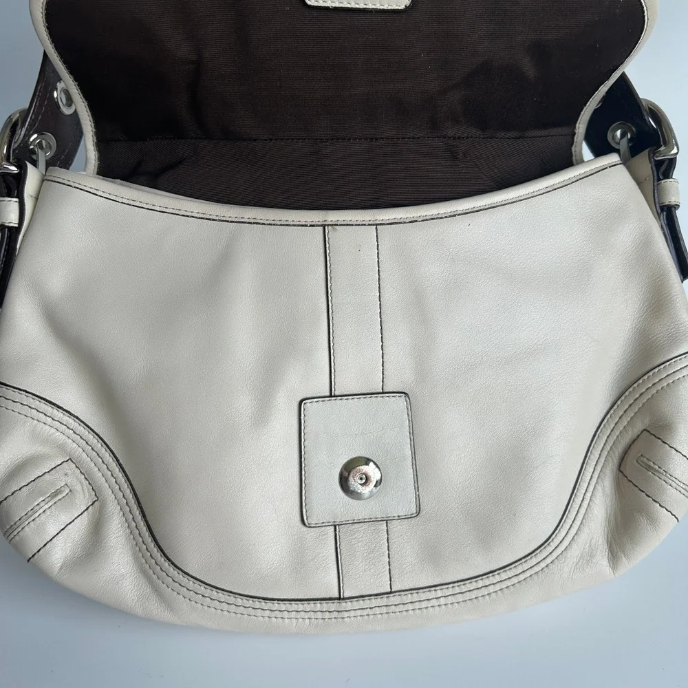 Coach Soho Flap Chalk White Leather Shoulder Bag F10909 Good